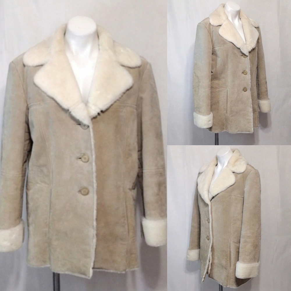 Winlit Vintage Penny Lane Shearling-Lined Suede Leather Coat Large Mobwife Style